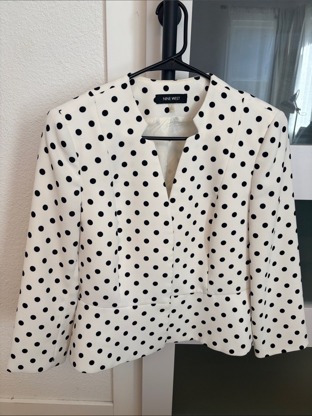 Nine West White Blazer with Black Polka Dots